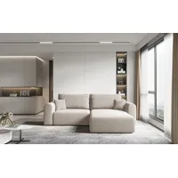 Fun Möbel Ecksofa Sofa FLAVIO mit Schlaffunktion Stoff Castel Beige Ottomane Rechts - Beige