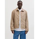 JACK & JONES Hemdjacke JJECASABLANCA SHACKET SN mit auffälliger Knopfleiste beige S (48)