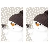 20 einzelne Taschentücher Weihnachten Schneemann über Vogel erfreut. 2 Packungen mit 10 einzelnen Taschentüchern als Geschenk.