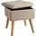 Tectake Sitzhocker Elva gepolstert in Leinenoptik 33 x 37 x 33 cm Beige
