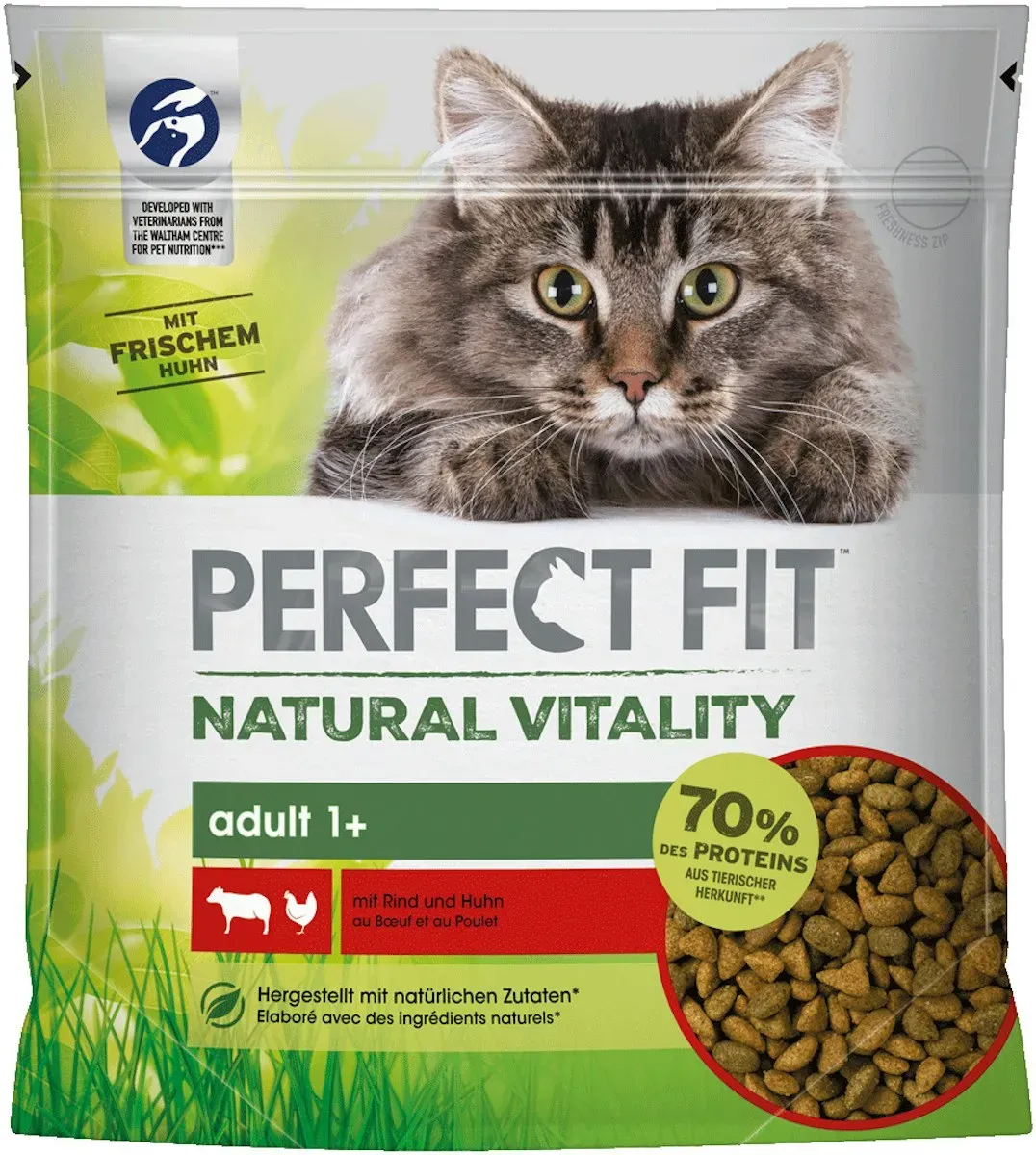 PERFECT FIT Natural Vitality Adult 1+ mit Rind und Huhn 650 Gramm Katzentrockenfutter