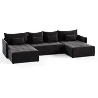 Silape Sofnet Wohnlandschaft Schwarz, Textil, 7-Sitzer, U-Form,Rechteckig, 365x80x180 cm,