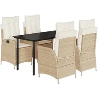 VidaXL 5-tlg. Garten-Essgruppe mit Kissen Beige Poly Rattan -