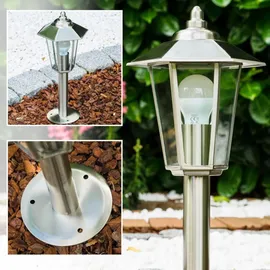 hofstein Außenleuchte Edelstahl 44 cm E27 ohne Leuchtmittel silber