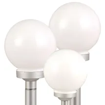 ETC Shop 3er Set LED Solar Außen Leuchten Balkon Beleuchtung Garten Deko Steck Lampen Kugeln weiß 15 und 20 cm