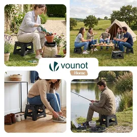 VOUNOT VOUNOT® Klapphocker Faltbar Rutschfester Tritthocker mit Tragegriff 32 x 25 x 22 cm Schwarz
