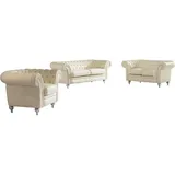 Salottini Chesterfield 3-2-1 Garnitur Leder  Beige