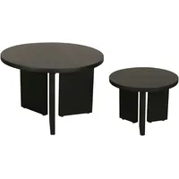 ByLIVING Couchtisch »Round«, (Set), aus 2,5cm starkem Massivholz schwarz,