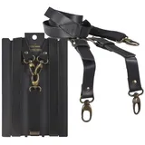Sir Redman Hosenträger Leder mit Karabinerhaken "Work" Holländer Y-Form, 25mm Trägerbreite, 120cm lang, für Herren schwarz