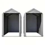 2er-set  Fahrradgarage 187x100x160 Cm Schwarzes Stahlgestell Pulverbeschichtet Wetterfestes Zelt Mit Pe-plane Dunkelgrau Für Fahrrad & Gartengeräte – Ideal Für Balkon, Terrasse & Hof