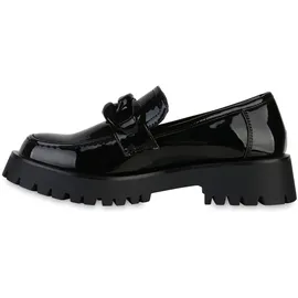 VAN HILL Damen Halbschuhe Plateauschuhe Slippers Profil-Sohle Schuhe 840052, Farbe: Schwarz, 38 - 38