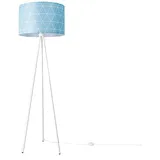 Paco Home Stehlampe Wohnzimmer Modern E27 Leselampe Stehleuchte Stativ Retro Lampenschirm Stoff Geometrisch Mit Stecker, Farbe:Design 9 (Ø45,5 cm), Leuchtenart/Farbe:Stehleuchte Dreinbein - Weiß