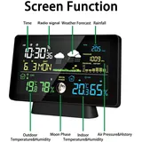 8-in-1-wetterstation Mit 7,5-zoll-farb-touchscreen – Innen-/außenthermometer, Hygrometer, Regenmesser, Barometer, Mondphasenanzeige, Alarm – Luftdruckanzeige – Schwarz – 150-m-sensor