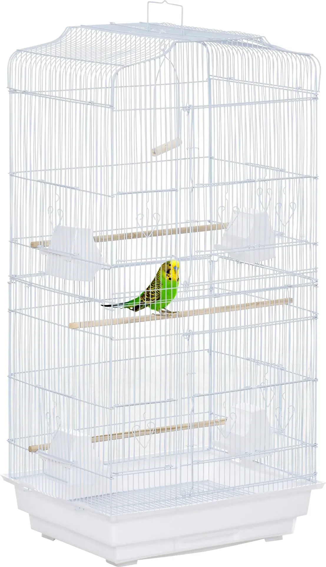 PawHut Vogelkäfig Vogelhaus Wellensittich Voliere mit herausnehmbarer Bodenschale 47,5 x 36 x 91 cm in Weiß für gesunde Vogelhaltung   Aosom.de