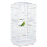 PawHut Vogelkäfig Vogelhaus Wellensittich Voliere mit herausnehmbarer Bodenschale 47,5 x 36 x 91 cm in Weiß für gesunde Vogelhaltung   Aosom.de