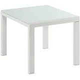 Webmarketpoint - Banner - Ausziehbarer Tisch (90/163,5 X 90 Cm) Aus Weißem Gehärtetem Glas