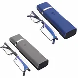 YSJJZRL 2 Pack Lesebrille Halbrahmen Blaulichtblockierende Lesebrille Leichte TR90 Materialrahmen Lesebrille für Männer Frauen(Blau und Grau)+2.75