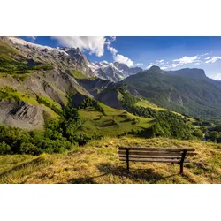Fototapete PAPERMOON "BERGE-NATUR LANDSCHAFT GEBIRGE ALPEN BÄUME WALD TAPETE", bunt, B:3,50m L:2,60m, Vlies, Tapeten