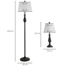 Homcom Tischlampen-Set Schwarz 2 St.