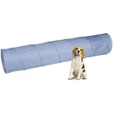 Relaxdays Hundetunnel, Spieltunnel für aktive Hunde, Hundetraining, 200 cm lang, Ø 40 cm, Faltbarer Agilitytunnel, grau