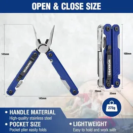 luxuskollektion Multifunktionszange 18-in-1 Edelstahl Camping Reparatur Blau