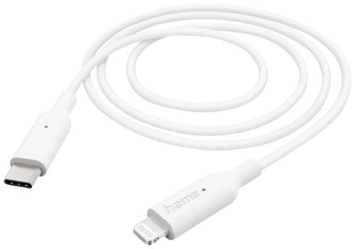 Hama USB-Ladekabel USB 2.0 Apple Lightning Stecker, USB-C® Stecker 1.00m Weiß 00201598