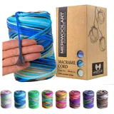 MeriWoolArt® Makramee Garn - Makramee Garn 3mm farbig 200m - Super weiches Garn, einfach gedrehte Makramee Schnur - Öko-Tex 100% recyceltes Baumwollgarn farbig - DIY Boho Deko Makramee Unicorn 21