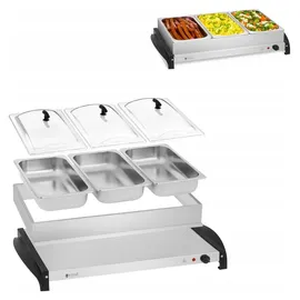 Royal Catering Buffetwärmer 3X2L Warmhalteplatte Elektrisch Heizplatte Wärmeplatte 400w