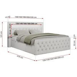 MKS Meble Boxspringbett 200 x 200 cm H4 Weiß