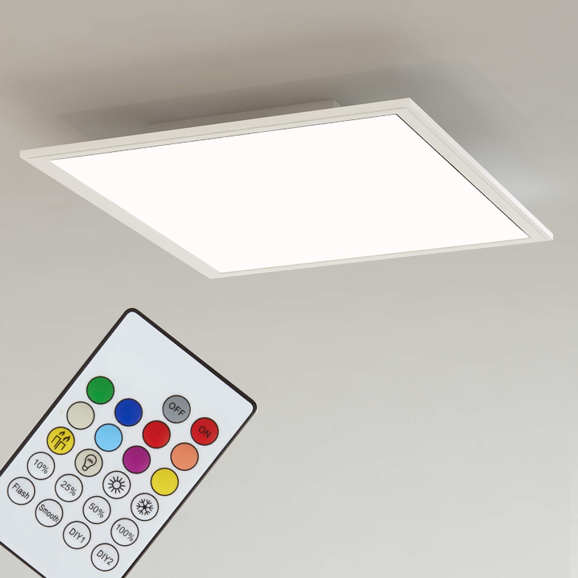 Briloner Leuchten LED Deckenleuchte-Panel, Einbauleuchte, 18W, dimmbar, Farbtemperatursteuerung, App-Steuerung, Bluetooth, quadratisch, weiß, 29.5 cm, 29.5 x 29.5cm