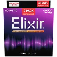 ELIXIR 11052 Akustik 80/20 Nanoweb Light 3-Pack