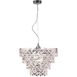NÄVE Pendelleuchte "Fancy", transparent (klar), 1 flammig, Ø 38,00cm H: 120,00cm,, Lampen, 1x E27 exkl. max. 40 W, mit Acrylbehang in Kristallform, Höhe 120cm