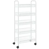 VidaXL Küchenwagen 5 Etagen Weiß 46x26x105 cm Eisen