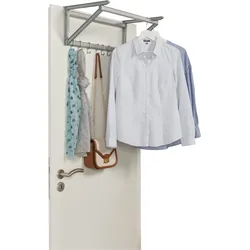 Türgarderobe RUCO, silber (silberfarben), B:60cm H:22cm L:32cm, Aluminium, Haken, schafft zustätzlichen Stauraum, mit 6 Haken, Aluminium/Kunststoff