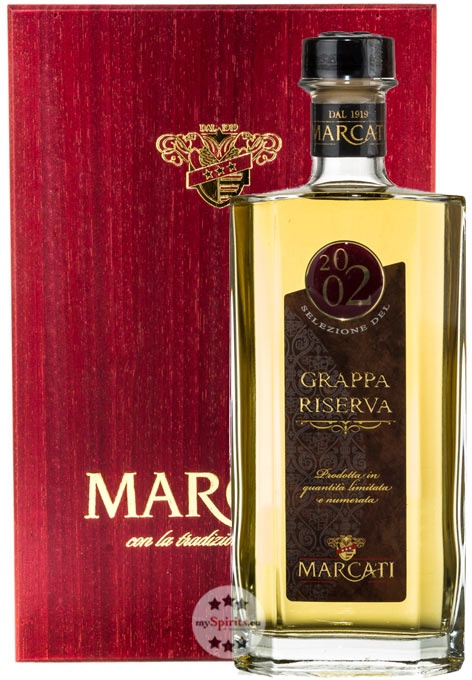 Marcati Grappa Riserva Jahrgang 2002 in Holzkiste