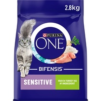 Purina ONE Sensitive Trockenfutter für Katzen, Truthahn und Reis, 3 kg, 4 Stück