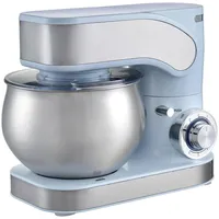 DMS® Küchenmaschine, 1600 Watt, 6L Edelstahlschüssel, 6 Geschwindigkeiten, Knethaken, Rührbesen, Schneebesen, Spritzschutz, Teigmaschine, Rührmaschine, Knetmaschine, leistungsstark, KM-1600 (Blau)