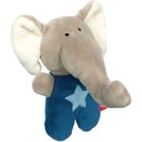sigikid 42796 Rassel Elefant Red Stars Mädchen und Jungen Babyspielzeug empfohlen ab Geburt blau/grau