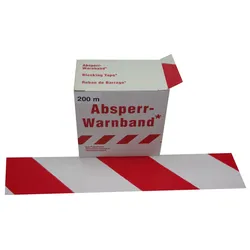 FLUID 100251 Absperrband Warnband EXTREM REISSFEST Rot Weiß quer gestreift Länge 200m