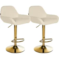 CLP 2er Set Barhocker Braga Kunstleder-Bezug mit Gold-Gestell I