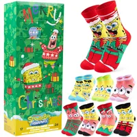 Get Trend SpongeBob Schwammkopf Socken Adventskalender Kinder 2025, 24 Paar Lustige Socken 31-36, Countdown Kalender Geschenke für Kinder Teenager (Multi SpongeBob)