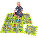 LittleTom 9 Teile Puzzlematte Straße für Kinder - 30x30 Spielstraße Puzzle Spielteppich