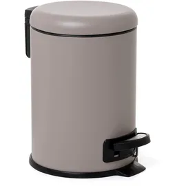 Tatay Badezimmer Mülleimer 3L mit Pedal | Hygienisches, berührungsloses Öffnen | Soft-Close-Deckel | Herausnehmbarer Inneneimer für einfache Reinigung | 17,5 x 22,5 x 25 cm – Nordic Modell – Taupe
