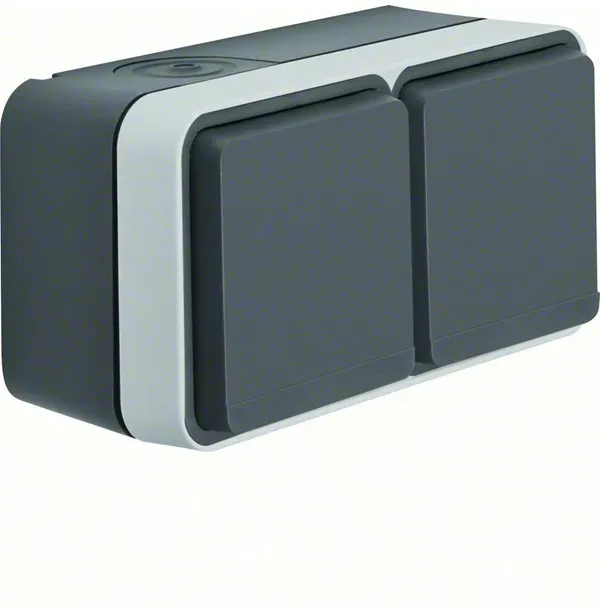 Schuko socket outlet 2gang horizon w1 grey