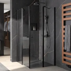 HSK EXKLUSIV 2.0 Eckeinstieg Pendeltür 4-teilig, 90 x 90 x 200 cm, mit Edelglas Beschichtung, Duschkabinen, schwarz matt