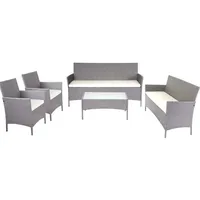 MCW Poly-Rattan, Grau, Weiß, Kunststoff, Gartenmöbel, Gartenmöbel-Sets