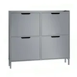 Kaket Schuhkipper, Grau, Metall, 100x90x19 cm, Garderobe, Schuhaufbewahrung, Schuhkipper