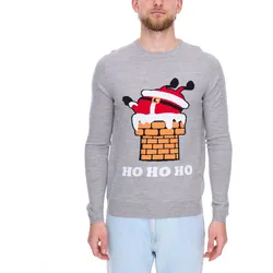 Herren Strick-Pullover mit weihnachtlichem Muster Weihnachts-Pullover Freizeit-Sweater 979440 Grau - 48/50