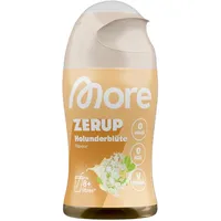 MORE Zerup, Holunderblüte, 65 ml, für bis zu 8 l Fertiggetränk, zuckerfreier Sirup mit echten Fruchtextrakten, vegan, zero Kalorien - made in Germany