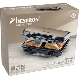 Bestron XL Sandwichmaker, Antihaftbeschichteter Sandwich-Toaster für 2 Sandwiches, inkl. automatischer Temperaturregelung & Bereitschaftsanzeige, ... - Beige